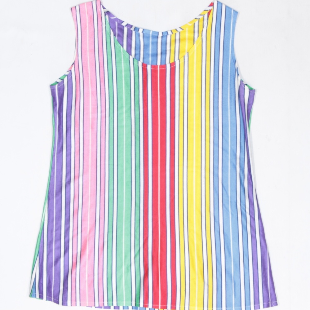 Vintage Rainbow Striped Tank Top